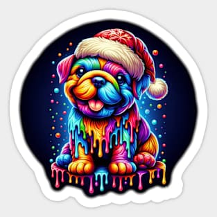 Colorful melting Xmas Dog #1 Sticker